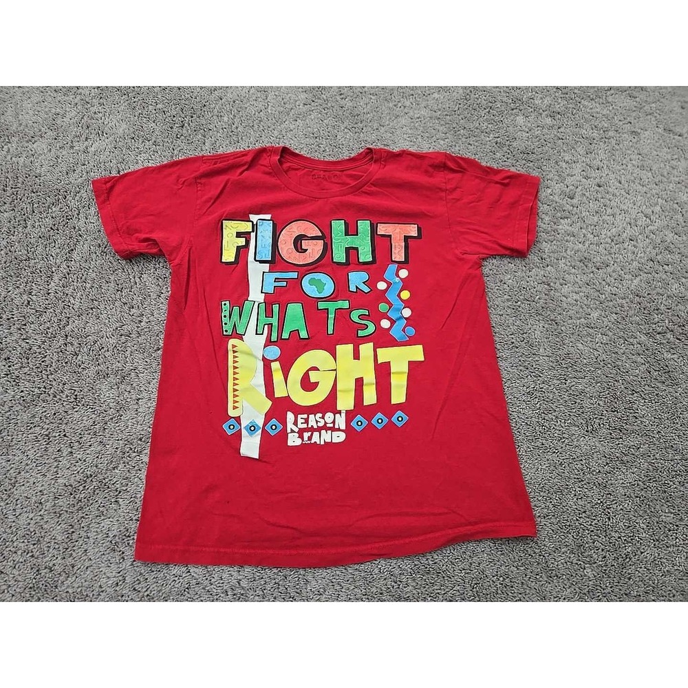 Reason Graphic T-Shirt Mens L Red Excellent Fight For What's Right Short Sleeve